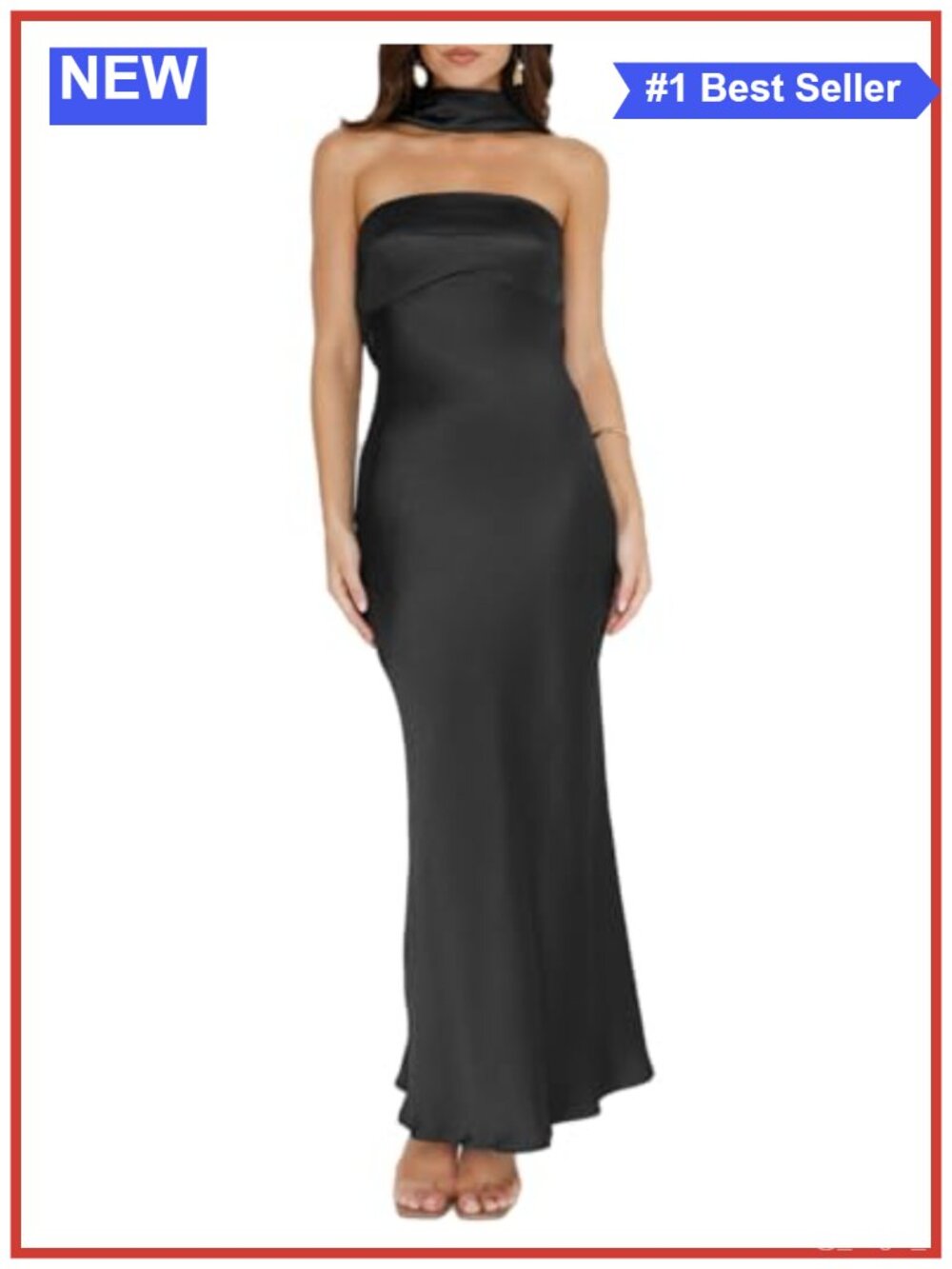 Women's Satin Maxi Dress Strapless Formal Wedding Guest Cocktail